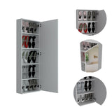Leto Wall Mounted Shoe Rack With Mirror, Single Door, Capacity For Ten Shoes -White B20091928