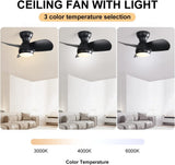 23 Inch Bedroom Ceiling Fan With 3 Color Dimmable 3 ABS Blades Remote Control DC Motor Black With W934P264711