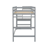 ZNTS Twin High Loft Bed with Ladder landing Platform, Ladders, Guardrails,Grey 48977205