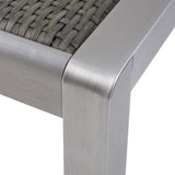Outdoor Dining Table - Anodized Aluminum - Wicker Table Top - Square - Silver and Gray - 35" 64420.00