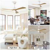 52" Ceiling Fan with Lights Remote Control,Quiet DC Motor 3 Blade Ceiling Fans 6 Speed W1592122606