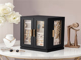 360&deg Rotating Jewelry Box with 5 Drawers - Black Cabinet & Pink Velvet Interior 91896017