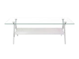 Rectangle Coffee Table with Tempered Glass top and White Metal Legs, Modern Table for Living Room , W241142561