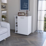 Rawlins Bar Cart with 6-Bottle Rack, Storage Cabine and Mobile Caster Wheels B128P176159
