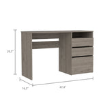 Dublin Three Drawer Computer Desk, One Shelf -Light Gray B20091906