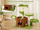 36" Jungle Theme Cat Tree - Washable Peach Skin, Sisal Scratching Post & Interactive Toys 81244836