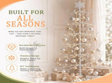 6ft White PVC Metal Artificial Christmas with Snowflake Topper, No Extra Ornaments, Daily Decor 13875563
