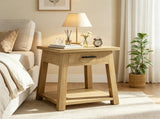 2 Tier End Table with Drawer Wooden Side Table with Shelf Storage 48118437