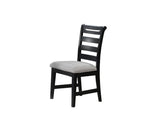 ZNTS Modern 2pc Dining Chairs Black Ladder Back Frame Upholstered Cushion Seat Rubberwood Kitchen Dining B011P218339