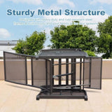 Adjustable Patio Recliner Chair Metal Outdoor Lounge Chair with Flip Table Push Back, Adjustable W1859P196390