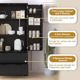 72" Modern Fluted Kitchen Pantry Cabinet with 2 Large Drawers & 8-Door Spice Rack, Freestanding W2917P294988