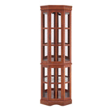 Corner Curio Cabinet with 5 Shelves and Lighting System, Walnut W1693P183978