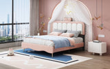 ZNTS Full size Velvet Princess Bed With bow-knot Headboard,Full Size Platform Bed with Headboard and WF315549AAH