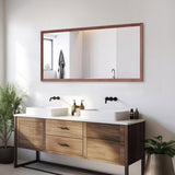 60"x30" Oversized Modern Rectangle Bathroom Mirror with walnut Frame Decorative Large Wall Mirrors W708P297663