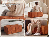 Ottoman Foot Rest Soft and Comfortable Ottoman Square Corduroy Woven Design Sofa Stool Brown W3851P453274