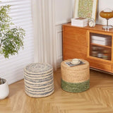 Round Pouf Ottoman Natural Seagrass Pouf Footrest, Foot Stool for Bedroom Living Room Accent 40834901