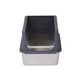 ZNTS XL Stainless Steel Cat Litter Box with Lid, Extra Large Litter Pan with High Sides, Easy Cleaning, 98168001