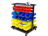 6-Tier Dual-Sided Rolling Bin Rack , 350 Pound Capacity, Includes 60 Organizer Bins, with Tray and W465P202988