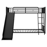 Metal Bunk Bed with Slide, Twin over Twin, Black MF285671AAB