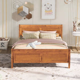 ZNTS Queen Size Wood Platform Bed with Headboard and Wooden Slat Support WF289142AAL