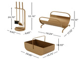 Modern 3Piece Fireplace Accessory Set with Log Rack, Firewood Storage Bucket and Complete Fireplace N775P529014G