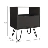 Augusta Nightstand , End Table, Side Table Single Door Cabinet, Hairpin Legs -Black B20092072