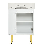 21.6" white Bathroom vanity, Combo Cabinet, Bathroom Storage Cabinet, Single Ceramic Sink, Right 79483389