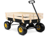 Heavy Duty Steel Wooden Side Support Cargo Wagon with 10" All-Terrain Air Tires, Up to 220lb Load 53440781