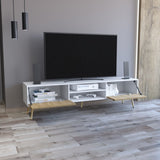 Huna TV Stand, Dual-Tone with Hinged Drawers and Open Shelves B200P173202