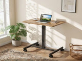 Small Mobile Desk Adjustable Height Laptop Desk with Lockable Wheels, Rustic Brown 88936399