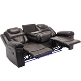 Home Theater Seating Manual Recliner Chair with Center Console and LED Light Strip for Living Room, WF310727AAD