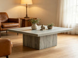 Gray Wood Grain Center Table Square Coffee Table with 1.6" Thick Sturdy Tabletop 19400156