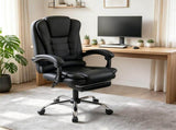 Vibration Massage Office Chair with Retractable Footrest, 90&deg-135&deg Reclining PVC Leather 34818232