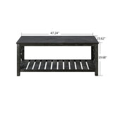 47 Inch Modern Coffee Table with Storage Shelf, Farmhouse Rectangle Living Room Center Table for W1445P162745