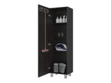 Vernon Slim Storage Cabinet with 4-Tier Shelf and Broom Hangers, Dark Walnut B097P474305