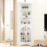 Corner Storage Cabinet, 63.3" Tall Freestanding Bookcase with Doors & Adjustable Shelves, 5-Tier 54814109