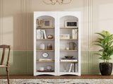 ON-TREND Free Standing 5 Tier Bookshelves, Bookcases Set of 2, Farmhouse Two-Tone Storage Cabinet N721P245734K