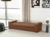 Stylish and Durable Brown Faux Leather Ottoman N769P426918D