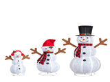 Set of 3 Lighted Snowman Family Christmas Yard Decorations, 4FT 3FT 2FT Pre-lit Pull Up Snowman with 22470567