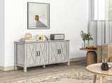 Gray Kitchen Sideboard Buffet 4 Barn Doors, 2 Adjustable Shelves for Home Storage 59440570