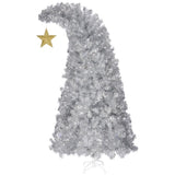 6 FT Bent Top Pre-lit Christmas Tree with Golden Star, Hinged Artificial Xmas Tree with 300 Lights, 58383974