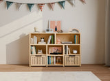 Bamboo 8 Cube Book Shelf,Kids Bookshelf with 2 Drawers ,Modern Open Storage Organizer,Display W2207P504620