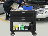 4 DRAWERS MULTIFUNCTIONAL TOOL CART WITH WHEELS AND WOODEN TOP-BLACK W1102111184