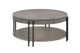 ZNTS 1pc Contemporary Round Coffee Table with Storage Shelf Black Brown Tan / Beige Finish Living Room B011P245444