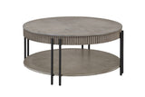 1pc Contemporary Round Coffee Table with Storage Shelf Black Brown Tan / Beige Finish Living Room B011P245444