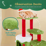 32in Christmas Themed Cat Tower with Cat Condo, 3-Level Plush Cat Tree Activity Center for Indoor 55157586