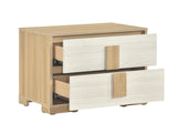 Contemporary Natural and White Finish 2-Drawer Storage Nightstand Wooden Bedroom Furniture 1pc B011P317207