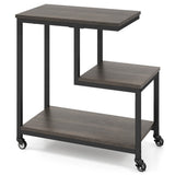 3-layer gray edge table with wheels 19688643