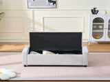 48" Storage Bedroom Bench for End of Bed, Faux Linen Upholstered Storage Ottoman with Arms for 05310834
