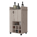 ZNTS Allandale 1-Door Bar Cart with Wine Rack and Casters Light Gray B062111722